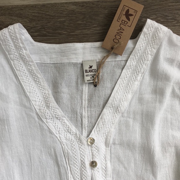 New with tags Blanco made in Peru 100% cotton white tunic - Picture 3 of 17